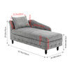 Left Armrest Chenille Chaise Lounge Indoor Lounge Sofa w/Hidden Storage &Pillow