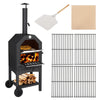 3-Tier Outdoor Garden Pizza Oven w/ Chimney Freestanding Charcoal BBQ Grill