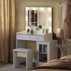 Dressing Table LED Lights Mirror Drawers Glass Door Cabinet Make up Desk Stool