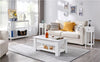 Slim Bedside Tables Set of 2PCs, White Tall Nightstands with Drawer & Shelf Home