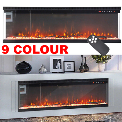 40/50/60/70inch Insert /Wall Mounted/Stand LED Fireplace Inset Fire 9 Colour
