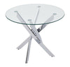 Round Glass Dining Table and 4 Faux Leather Chairs Set Home Kitchen Furniture