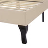 Single Size Bed 3FT Velvet Upholstered Bed with Slatted frame Headboard Beige