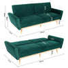 3 Seater Velvet Sectional Sofa Bed Striped Detail Click Clack Sleeper Sofa Bed