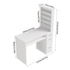 White Manicure Nail Table Wooden Desk Mobile Rolling Workstation Shelves Storage