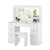 White Large Dressing Table LED Bulbs Mirror Drawers Stool Storage Makeup Desk