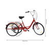 24inch Adult Tricycle 6-Speed Tricycle 3-Wheel Bike With Shopping Basket 110cm