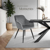 Set of 2 Velvet Dining Chairs Upholstered Seat Home & Restaurant + Pillow Grey