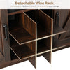 Buffet Storage Cabinet Farmhouse Sideboard w/9-Bottle Wine Rack Brown