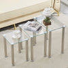 3pcs Rectangular Clear Tempered Glass Side End Nested Table Bedside Coffee Table