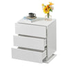 White Bedside Table with 3 drawers LED light High Gloss Front Board Bedroom