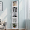 White Corner Bookshelf, 5-Tier Wooden Shelf Unit, 30x30x180cm, for Living Room