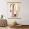 Hallway Wood Clothes Coat Garment Hanging Rail Shoes Rack Slatted Storage Stand