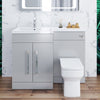 Bathroom Vanity Unit Sink Cabinet Grey Left Hand Basin Cupboards & Square Toilet