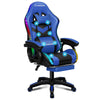 Gaming Office Chair 12 RGB LED Massage Computer Seat Footrest Blue