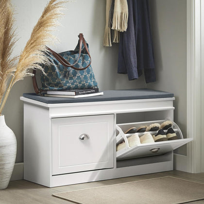 Large Shoe Bench Shoe Rack Shoe Storage Cabinets with Seat Cushion for Hallway