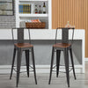 2x Bar Stools Retro Breakfast Kitchen Bar High Chairs MDF Seat Metal Legs Dining