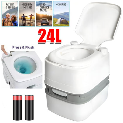 24L Portable Toilet Flushing Chemical Toilet Potty Camping Caravan Easy Clear