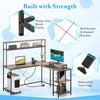L-Shaped Gaming Desk Reversible Corner Computer PC Desk w/ Hutch Brown
