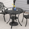 90cm Round Garden Dining Table Only with Parasol Hole Cast Aluminium White/Black