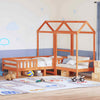Bed and Set with Roof Wax Brown 100x200 Solid Wood Pine W3Y5