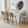 2 Pcs Beige PU Bar Stools Restaurant Bar Stools Soft Padded Seat Back Metal Legs