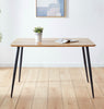 Small Dining Table, Brown Oak Effect Top Kitchen Table in Black Metal Legs,120cm