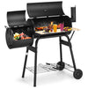Charcoal Grill Offset Smoker with Cove,Barrel Charcoal Grill with Side Table