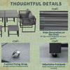 9PC Garden Dining Cube Set Aluminium Dining Table Armchairs Footstools Cushion