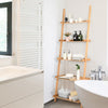 5-Tier Ladder Shelf Bamboo Bookshelf Wall-Leaning Storage Display Plant Stand