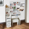 LED Vanity Table Set Sliding Lighted Mirror Dressing Table 6 Drawer Dresser Desk