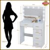 Dressing Table Set Vanity Makeup Desk with Large Mirror 3-Color LED Lights White