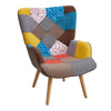 Ergonomic Armrest Accent Chair with Footstool Set Tufted Upholstered Lounge Seat
