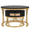 Set of 2 MDF Round Nesting Coffee Table Side Table with 1 Drawer, Black