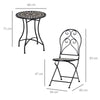 3 PCs Mosaic Tile Garden Bistro Set W/ Table and 2 Folding Chairs Patio Balcony