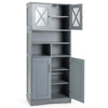 Tall Bathroom Cabinet Large Floor Storage Cabinet w/ Acrylic Doors Grey
