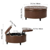 Round Storage Ottoman Stool Seat Upholstered Coffee Table for Living Bedroom
