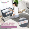3-in-1 Baby Bedside Bassinet w/Safety Strap & Storage Bag-Grey