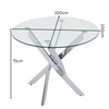 100cm Round Glass 4 Seater Dining Table and Chairs for Kitchen & Dining Room