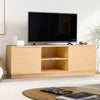Wood Fireplace TV Stand Double Doors & Open Shelves Modern Console Cabinet 160cm