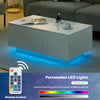 White High Gloss LED Coffee Table With Storage Lift Top Up Drawer Wooden Modern