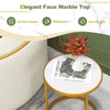 Set of 2 Marble Top Round Side Table Modern Sofa End Table Accent Bedside Table