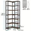 7-Tier 200cm(78") Corner Shelf Unit ⚙️📚 Metal Frame & Wood Shelves