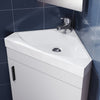 Modern Corner Bathroom Vanity Unit 560mm White Gloss Sink Basin Storage Cabinet