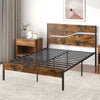 Metal Bed Frame Industrial Platform Bed Double Size-Brown
