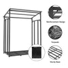 Outdoor Wooden Log Store Metal Garden Shed Firewood Stacking Storage w/ PE Cover