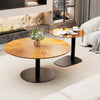 2pc Exquisite Round Coffee Table Set Heavy Duty Accent Nesting Table Metal Frame