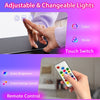 Modern Dressing Table & Stool Set w/Mirror RGB Lights 7 Modes & Charging Station
