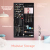 Wall Mounted Mirrored Jewelry Cabinet Door Hanging Jewelry Armoire Xmas Gift