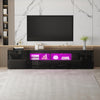200cm All High Gloss Black TV Stand Cabinet with Lights for 65 - 90 inch TV's